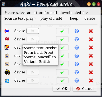The review dialog. The buttons are described in the main text